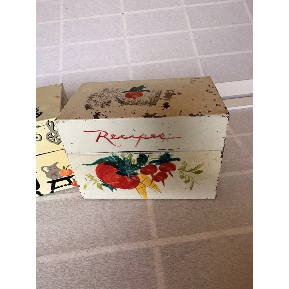 2 Vintage Tin Recipe Boxes Stylecraft Baltimore Metal Litho Mid Century Kitche